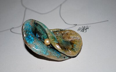 Ciondolo spilla con perla
